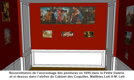 Reconstitution de l'accrochage des peintures en 1695, Matthieu Lett © M. Lett